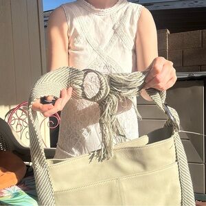 Lucky Brand Cream Shoulder Bag with Braided woven Strap